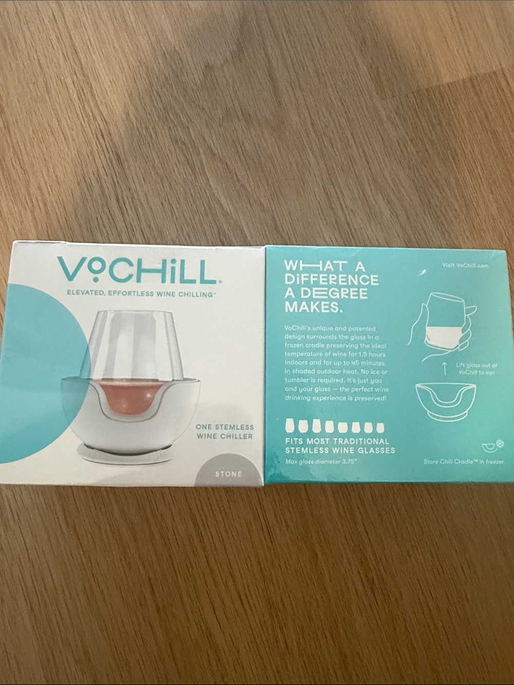 NWT VOCHiLL Stemless Wine Chiller - Stone